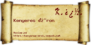 Kenyeres Áron névjegykártya